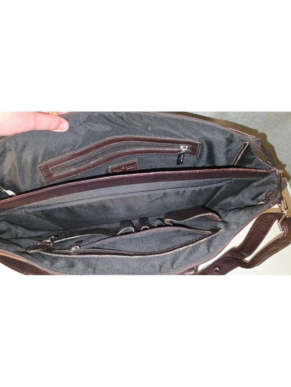 Claire Chase Dark Brown Leather Briefcase with Shoulder Strap